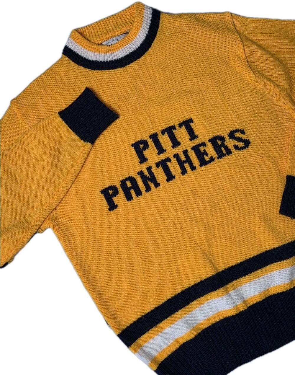 VTG 90s Pitt Panthers Varsity Knit Sweater Collegiate Grunge Core Size L